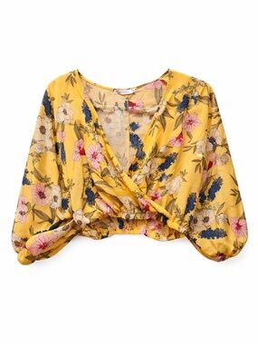 Golden Hour Romantic Flirty Boho Wrap Festival Cottagecore Crop Top S